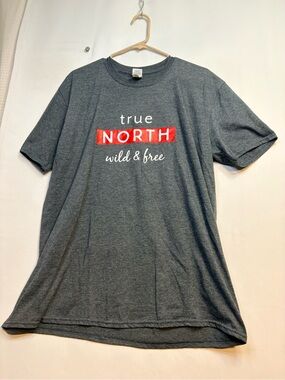 True North Wild & Free Graphic Tee - Charcoal with Red & White